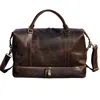 Touri Men's Brown Leather Weekend Bag With Suit Compartment Weekender