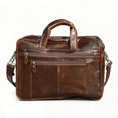 Touri Men's Doctor Style Genuine Leather Briefcase - Russet Brown