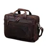 Touri Men's Genuine Leather Briefcase With Luggage Strap - Dark Brown