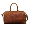 Touri Men's Genuine Leather Gym Bag With Shoe Storage - Light Brown In Brown