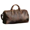 Touri Men's Genuine Leather Gym Bag With Shoe Storage - Worn Brown In Brown
