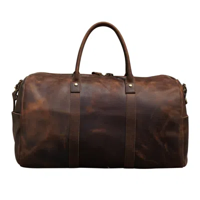 Touri Men's Genuine Leather Holdall - Worn Dark Brown