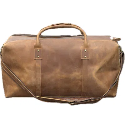 Touri Men's Genuine Leather Holdall Luggage Bag - Browns