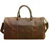 Touri Men's Genuine Leather Weekender Holdall - Brown
