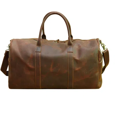 Touri Men's Genuine Leather Weekender Holdall - Brown
