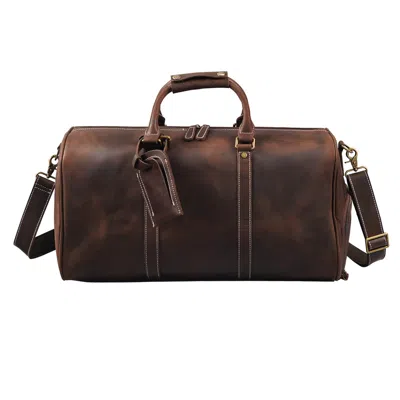 Touri Men's Leather Over Night Bag With Shoe Storage - Dark Brown