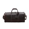 Touri Men's Leather Weekend Bag With Shoe Storage In Dark Brown In Brown