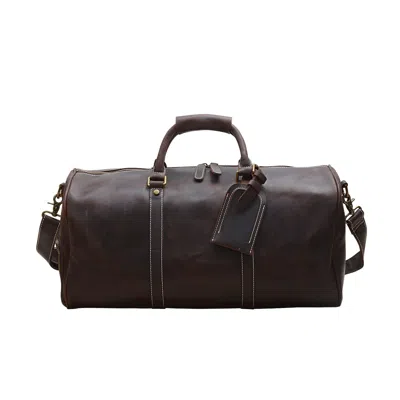 Touri Men's Leather Weekend Bag With Shoe Storage In Dark Brown
