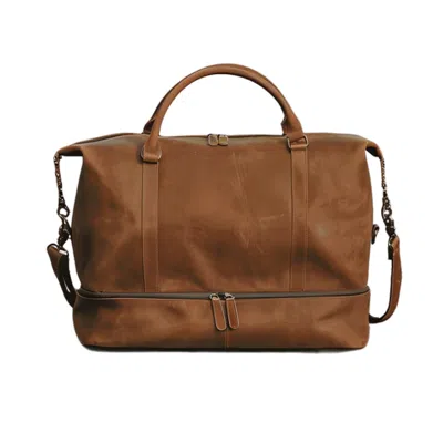 Touri Men's Leather Weekend Bag With Suit Compartment - Browns