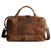 Touri Men's Leather Weekend Bag With Suit Compartment - Light Brown In Brown