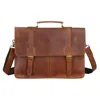 Touri Men's Worn Look Genuine Leather Briefcase - Worn Brown In Brown