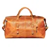 Touri Men's Zip Detail Genuine Leather Holdall - Browns In Brown