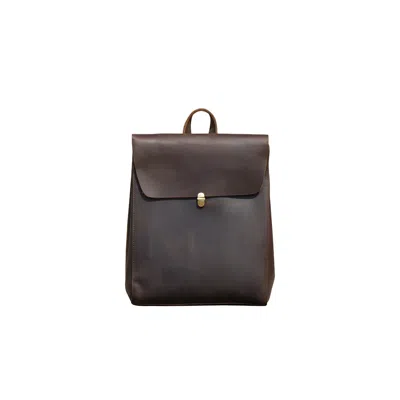 Touri Women's Handmade Worn Look Genuine Leather Slim Backpack - Dark Brown