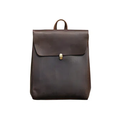 Touri Women's Handmade Worn Look Genuine Leather Slim Backpack - Worn Brown
