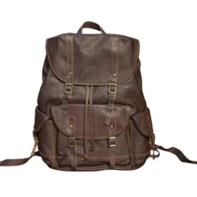 Touri Women's Military Style Leather Backpack - Taupe Brown