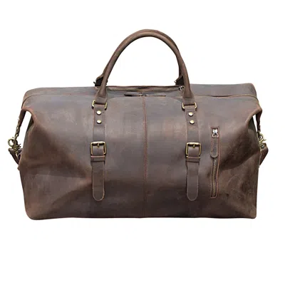 Touri Zip Detail Genuine Leather Holdall - Worn Dark Brown