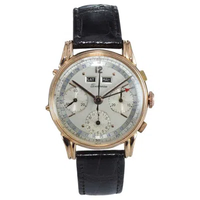 Pre-owned Tourneau 18 Karat Gold Art Deco Triple Date Valjoux Chronograph, Circa 1940s In Multi