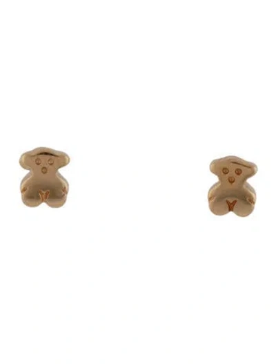 Pre-owned Tous 18k Bear Motif Stud Earrings In Multi