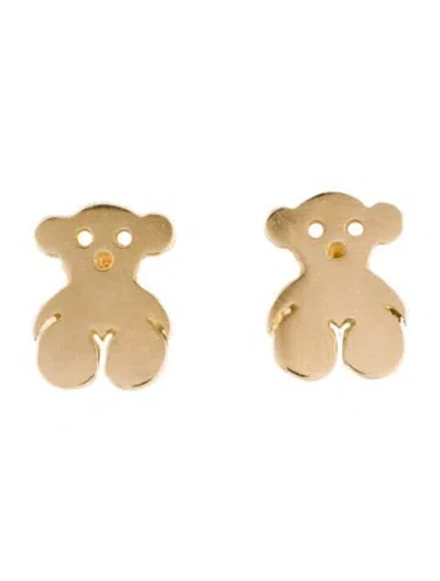 Pre-owned Tous 18k Bear Motif Stud Earrings In Multicolor