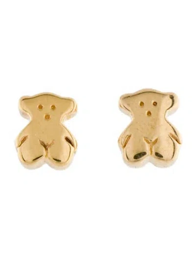 Pre-owned Tous 18k Bear Stud Earrings In Multi