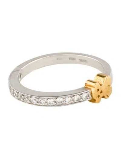 Pre-owned Tous 18k Diamond Bear Motif Band In Multi