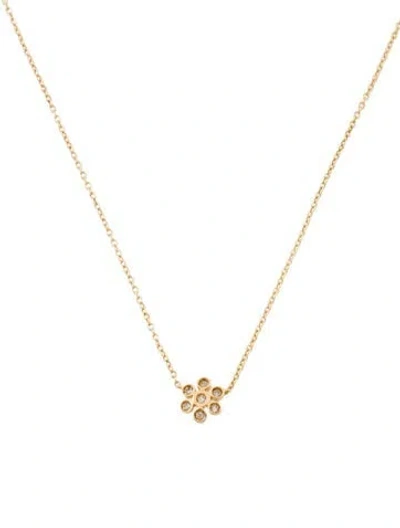 Pre-owned Tous 18k Diamond Flower Pendant Necklace, 17" In Multi