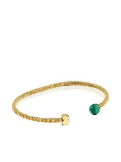 Tous 18k Gold Malachite Bear-motif Bracelet