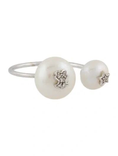 Pre-owned Tous 18k Pearl & Diamond Bear Ring In Multi
