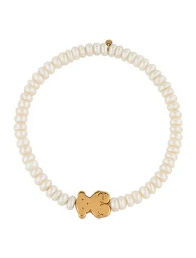 Pre-owned Tous 18k Pearl Sweet Doll Bear Bead Bracelet, 6" In Multicolor