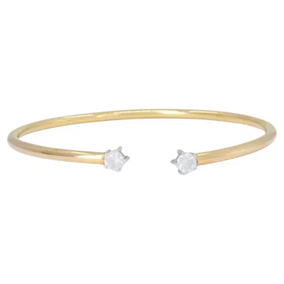 Pre-owned Tous 18k Yellow Gold Diamond Open Cuff Bracelet