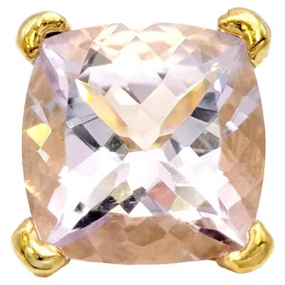 Pre-owned Tous 24.51 Carat Square Cut Light Purple Quartz Cocktail Ring In 18 Karat Gold