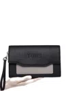 Tous Audree Saffiano Embossed-panel Clutch In Black