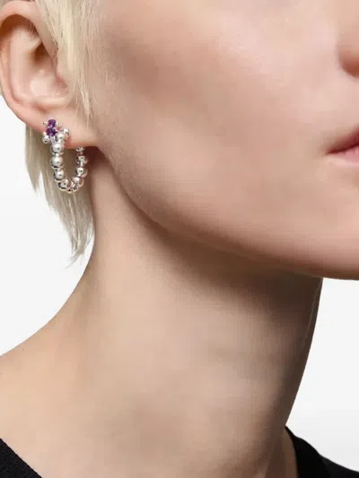 Tous Bear Amethyst Stud Earrings In Gray