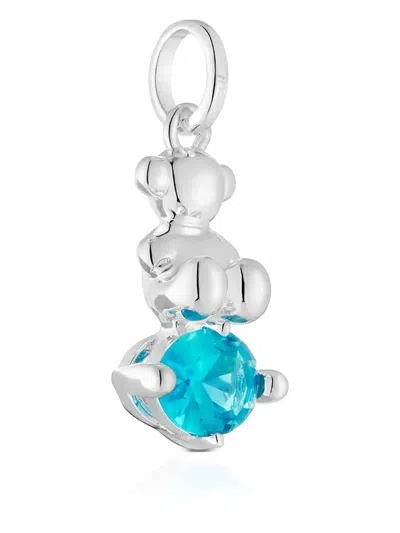 Tous Bear Blue-stone Necklace Pendant In Gray