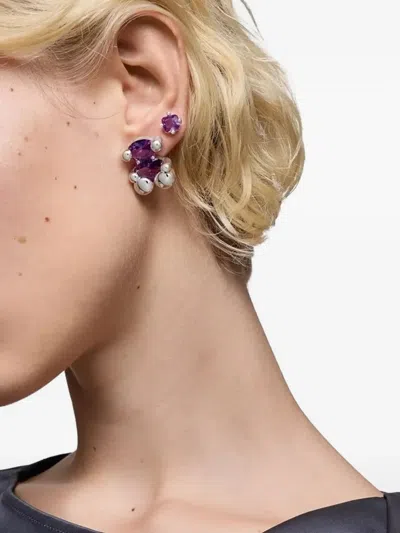 Tous Bear Lgg Amethyst-sphere Stud Earrings In Gray