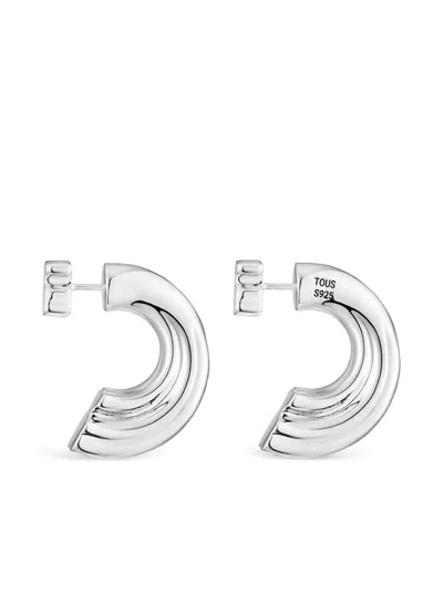 Tous Bear-motif Half-hoop Earrings In Silver