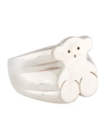 Pre-owned Tous Bear Motif Signet Band Ring In Multicolor