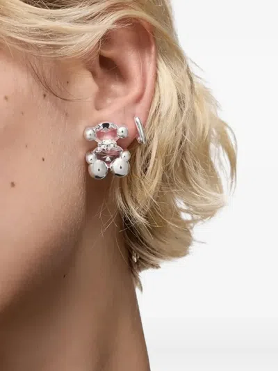 Tous Bear-shaped Crystal Earrings In Silver