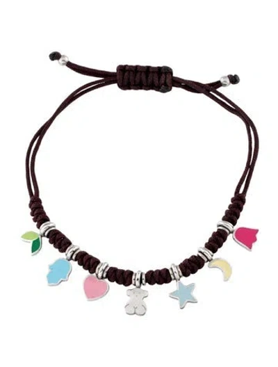 Pre-owned Tous Cord & Enamel Charm Bracelet, 8" In Multi