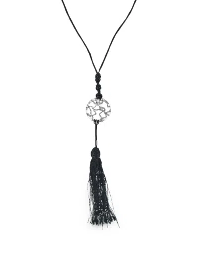Pre-owned Tous Diamond Openwork Tassel Necklace In Silver