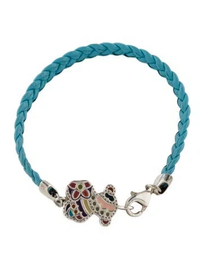 Pre-owned Tous Enamel & Leather Charm Bracelet, 6.25" In Multi