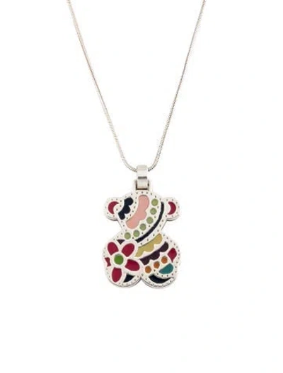 Pre-owned Tous Enamel Bear Pendant Necklace, 20.5" In Multicolor
