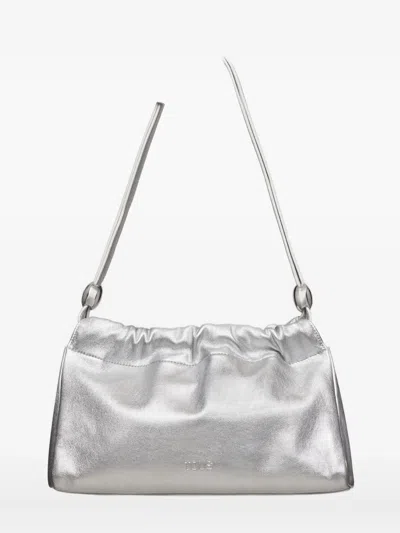 Tous Gloss Gathered Leather Shoulder Bag In Gray