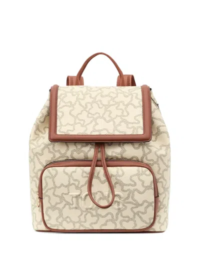 Tous Kaos Icon Bear-logo Backpack In Neutral
