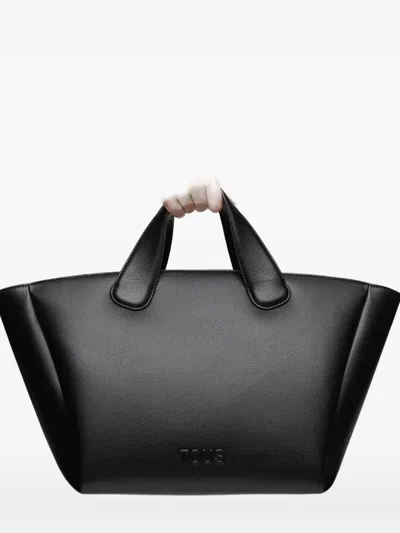 Tous Large Bloom Curved-handle Tote Bag In Black