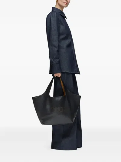 Tous Large Lirio Logo-detail Tote Bag In Black