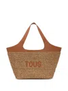 Tous Large Lirio Rafia Tote Bag In Brown
