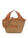 Tous Lirio Rafia Leather-trimmed Tote Bag In Brown