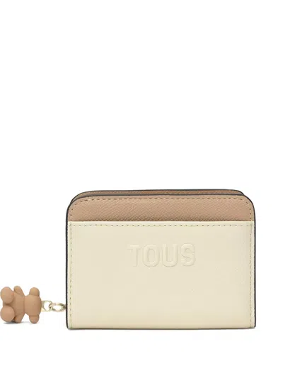 Tous Medium Doble Audree Bear-charm Zip Wallet In Neutral