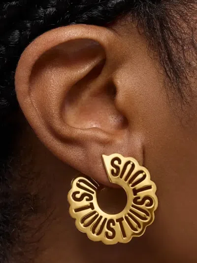 Tous Miranda Flower-shaped Logo Hoop Earrings In Gold